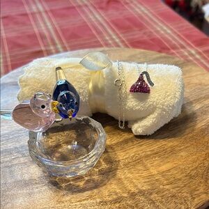 Hershey’s Kisses Vintage Silver Plated Brass Pink Crystal Pendant Bundle Trinket